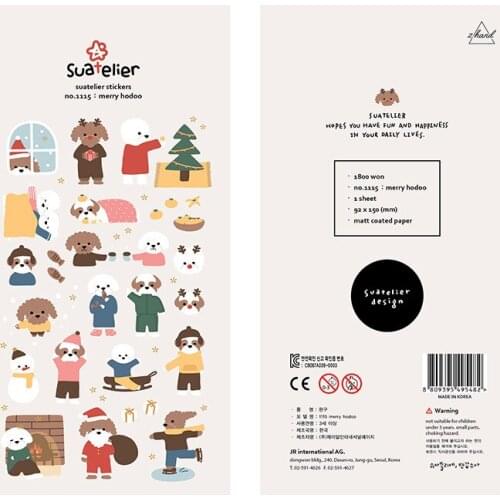 1Pc Christmas Cute Dog Waterproof Sticker Cartoon Poodle DIY Scrapbooking Journal Decoration Stickers Label