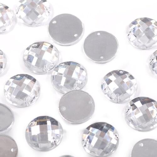 100Pcs 4mm-20mm Acrylic Flatbase Rhinestone Shape Of Round white Rhinestone Sewing Accessories Crafts Wedding dress adornment