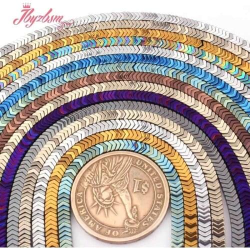 1x3mm Smooth V Shape Hematite Beads Natural Stone Beads For Necklace Bracelet Earrings Woman Jewelry Making 15" Free Shipping