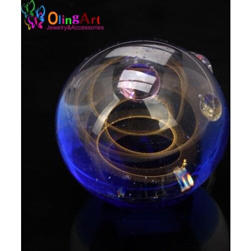 2018 New Lamp work beads 1PCS Dia 23MM Round Fantastic Starry Milky Way shape Hand made glass Pendant DIY Jewelry making