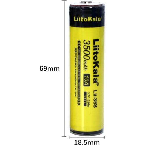 10PCS LiitoKala Lii-35S 18650 battery 3.7V lithium ion 3500mAh lithium battery suitable for flashlight PCB protection