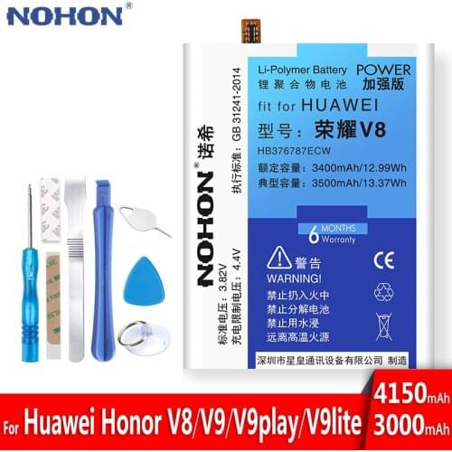 NOHON HB376787ECW HB366481ECW Battery For Huawei Honor V8 V9 / V9 Play / V9 Lite HB376784ECW Replacement Bateria Free Tools