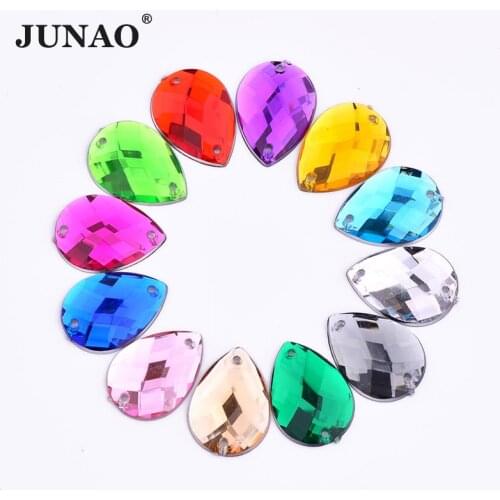 13*18mm Mix Color Sewing Acrylic Rhinestones Drop Shape Clear Crystals Stones Sew On Flatback Strass Beads For Clothes Crafts