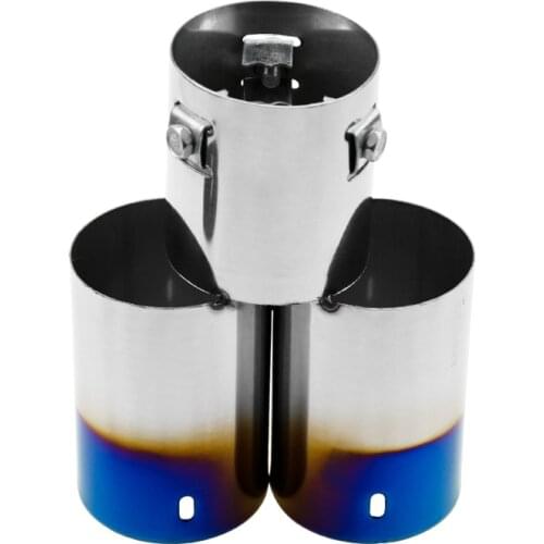 Car Round Exhaust Muffler Tip Stainless Steel Exhause 1 to 2 Dual Pipe Chrome Trim Modified Auto Rear Tail Throat Liner