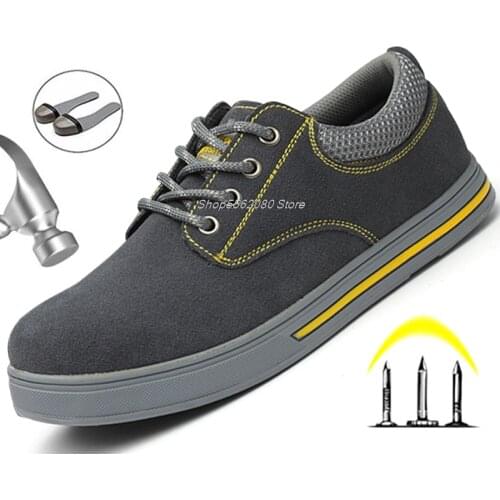 Safety Work Shoes Steel Toe Construction Safety Boots Men Breathable Sneakers Protective Puncture Proof Light Work Shoes Male