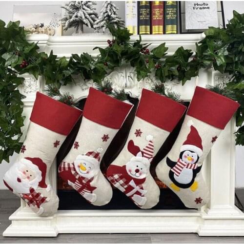 Large New Christmas Stocking Santa Claus Snowman Elk Gift Bag Candy Bag Christmas Creative Decoration Pendant
