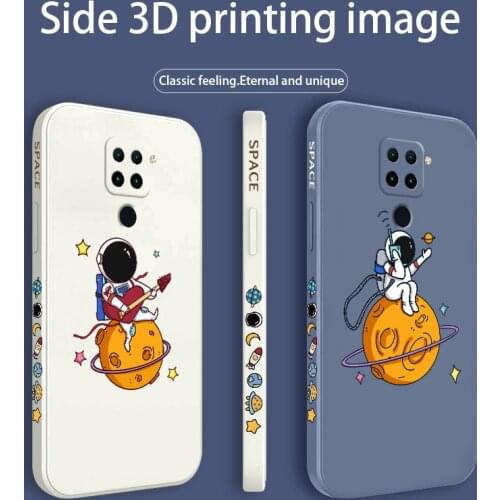 Elegant Astronaut Phone Case For Xiaomi Redmi Note 10 10S 9T 9 8 7 Pro MAX Redmi 9 9A K40 K40pro K30 K20 Liquid Silicone Cover
