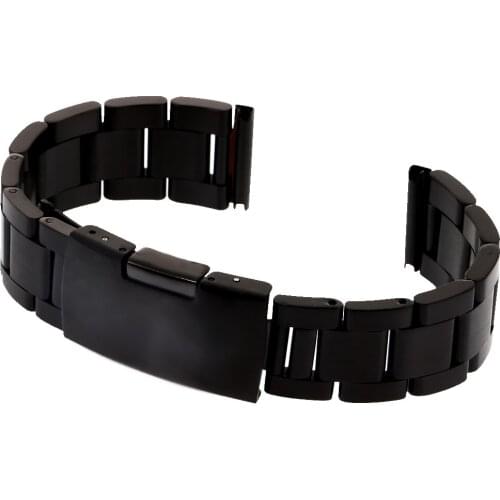 Black Stainless Steel Strap Straight Metal Bracelet Wrist Watch Band 18/20/22mm