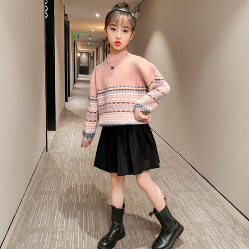 Childrens Clothing Girls 2020 Winter New Sweaters Big Boys and Girls Fashion Western Style Childrens Thick Korean Warm Top