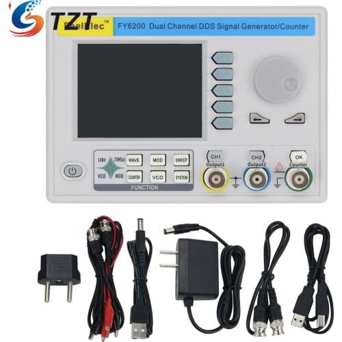 TZT Dual Channel DDS Function Signal Generator Frequency Counter w/ 3.2" LCD FY6200-60M 60MHz