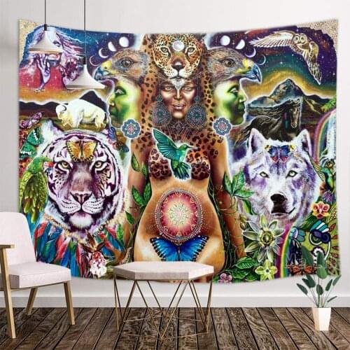 White Buffalo White Tiger White Wolf Painted Tapestries Interior Art Decoration