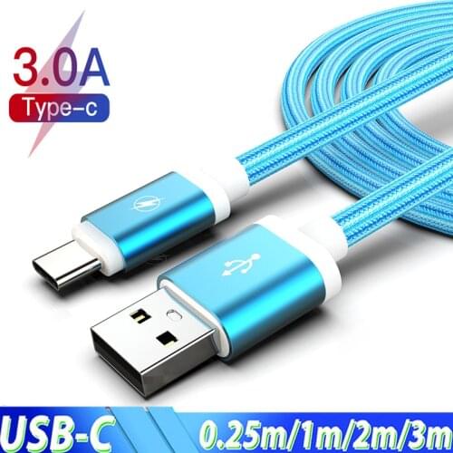 Usb Type C Cable 3m 2m Fast Charge Long USB Type-C Cable for Xiaomi Mi A3 Note 10 CC9 Pro 9 Lite 9T Usbc Charging Cable Cabo