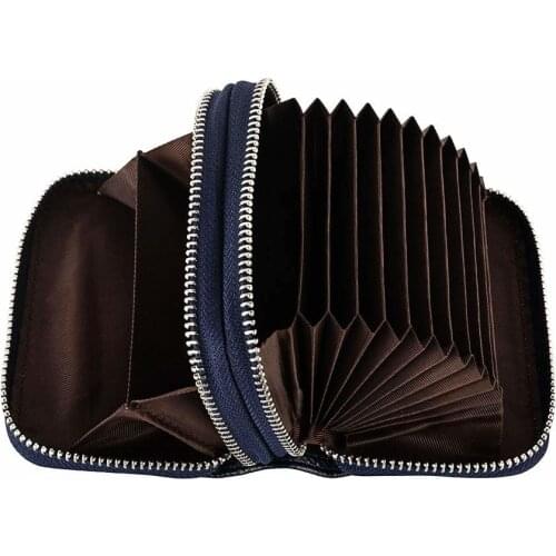 Zipper Wallet Purses Design Genuine Leather Ladies Womens Genuine Leather RFID Secure Zipper Credit Card Holder