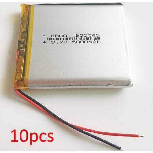 10pcs 955565 3.7V 5000mAh Polymer Lithium LiPo Rechargeable Battery For DVD PAD E-book tablet pc laptop power bank video game