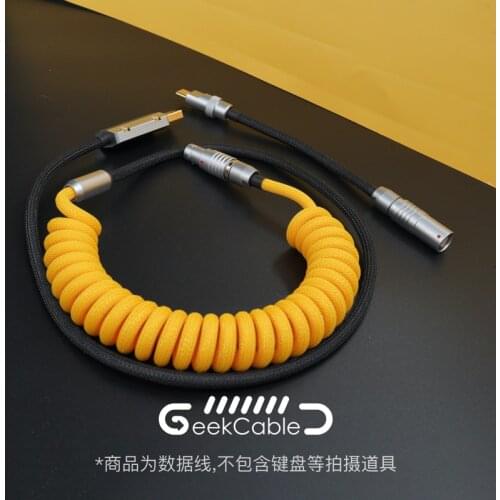 GeekCable Handmade Customized Mechanical Keyboard Data Cable For GMK Theme SP Keycap Line Yellow And Black Colorway