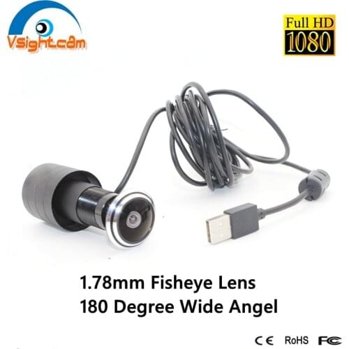 Vsightcam 1080P Mini USB Camera 1.78mm Fisheye Lens 180 Degree Wide Angel Door Eye Security Surveillance Camera