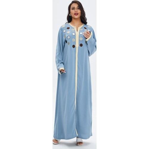 Muslim Dress Dubai Long-Sleeved Loose-Waist Cardigan Middle Eastern Robe Islamic Clothing Prayer Dress Abaya Muslim Dress
