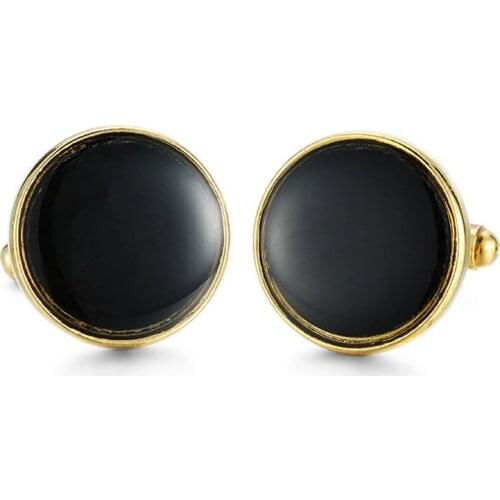 DY new fashion business men French shirt cuff Cufflinks minimalist style high quality black enamel round gold Cufflinks retail