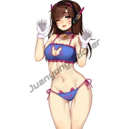 Car Stickers Sexy Woman Girl Overwatch D.Va Decal Auto Bumper Windows Phone Trunk Scratch-Proof Exterior Car Styling KK13x6cm