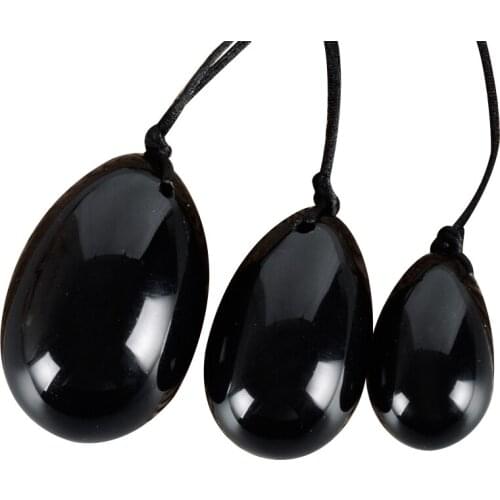 Jade Egg Set Drill Natural Obsidian Yoni Egg Mineral Quartz Healing Massage Ball Kegel Exercise Pelvic Floor Muscle For Women