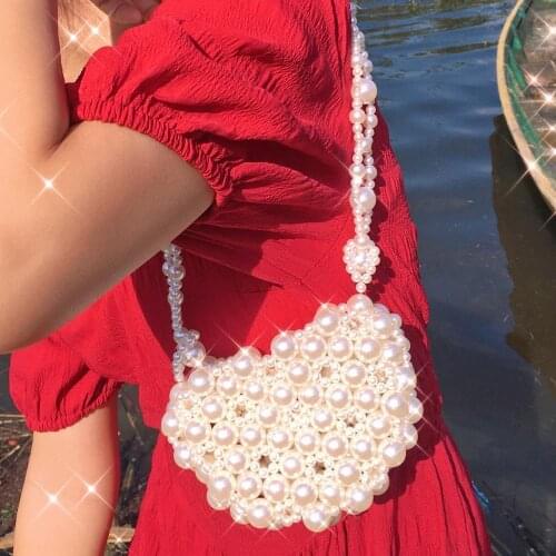 2020 new DIY material bag handmade beaded bag exquisite pearl bag cute shoulder dumpling bag