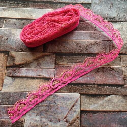 Wholesale Hot 10 yards Pretty 22mm Rose and Golden lace ribbon embroidery lace DIY jewelry decoration / clothing accessories