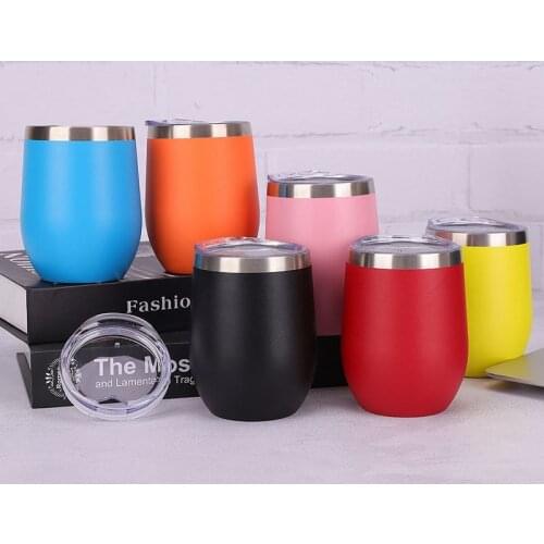 Wholesale 12oz Vacuum Flask Insulated Wine Tumbler With Lids Coffee Mug Rose Gold Beer Cup Thermos Party Christmas Gifts