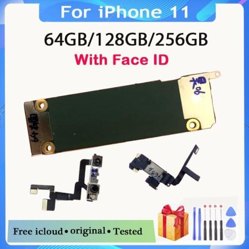 For iPhone 11 Original Unlocked Motherboard 64gb 128gb 256gb Mainboard Full Chips For iPhone 11 Logic Board with without Face ID