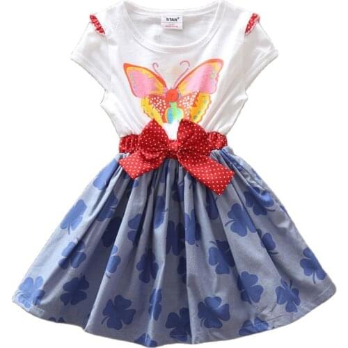 2-7 Years Girls printing Dress 2021 Summer Sleeveless Bow Ball Gown Clothing Kids Baby Princess Dresses Children Clothes