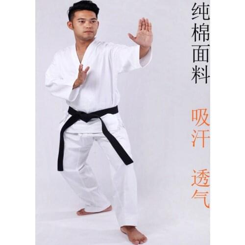 Professional 100% Cotton Karate Uniform child adultBreathable WTF Taekwondo kick boxing MMA Martial art training clothes
