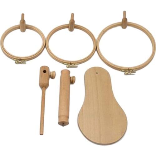 1 Set 360 Degree Rotation Stand Wood Embroidery Hoop Cross Stitch Needlework Ring Frame Sewing Tool Adjustable 35-45cm