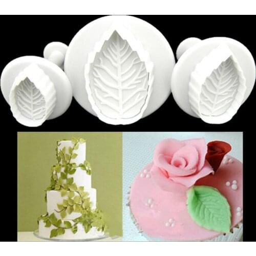 Rose Green Leaves Mold Plastic Stencil Plunger Mould Cake Decorating Tools Cookie Cutter