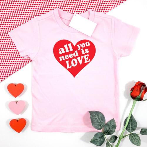 Valentine Shirt for Girl Toddler Baby Youth Valentines Day Heart Shirts for Kids All You Need Is Love Shirt Children Graphic Tee