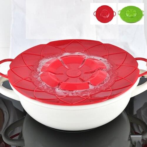 New Arrival Kitchen Gadgets Silicone Lid Spill Stopper Pot Cover 25.8cm Diameter Cooking Pot Lids Utensil Flower Shape