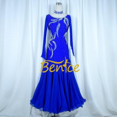 Standard Ballroom Dress Women New Of 2019 Custom Made High-necked Long Sleeved Waltz Ballroom Dance Competition Dresses