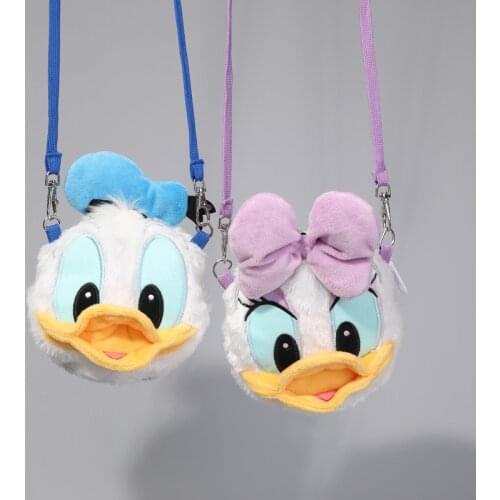 Disney Donald Duck Plush Doll Toy Bag Cartoon Donald Duck Shoulder Phone Bag Keychain Pendant Decoration Kids Xmas Birthday Gift