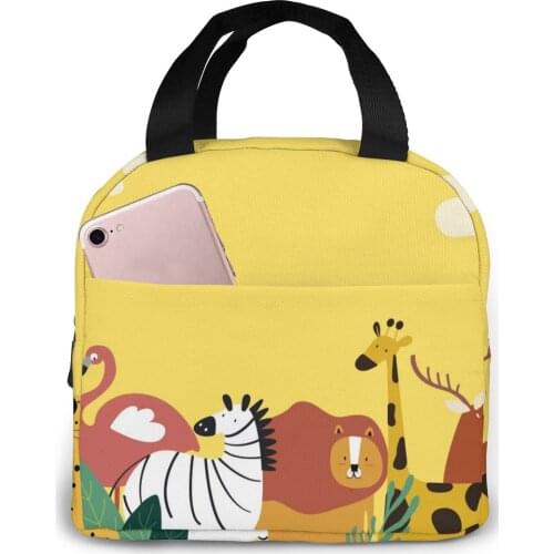 Animals Theme Cooler Lunch Box Portable Insulated Lunch Bag Thermal Food Picnic Lunch Bags