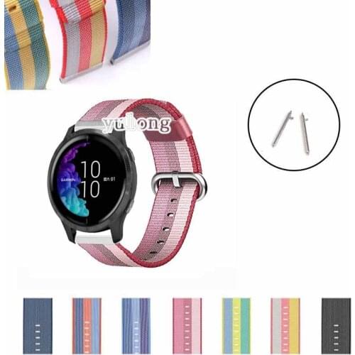 20mm Woven Nylon Watch Band Strap For Garmin Venu SQ Smart Watch Replacement Bracelet wristband For Forerunner 245 245M 645 645M