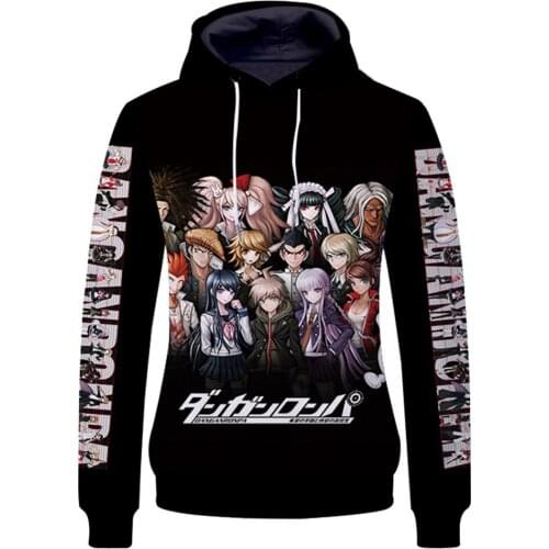 Unisex Danganronpa Hoodie Long Sleeve 3D Print Casual Pullover Sweatshirt Cosplay Costume