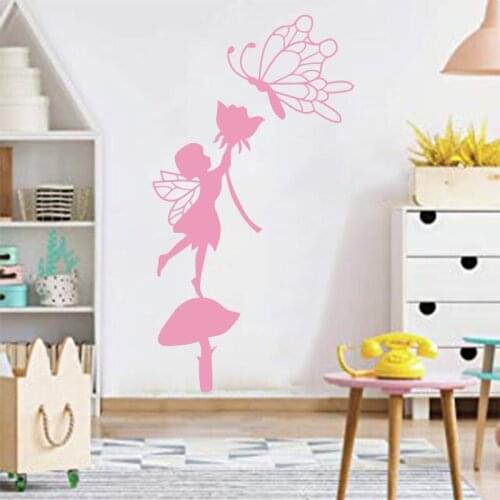 Vinyl wall sticker mural little fairy idyllic image to her friends to send flowers to decorate children and teen room SP-029