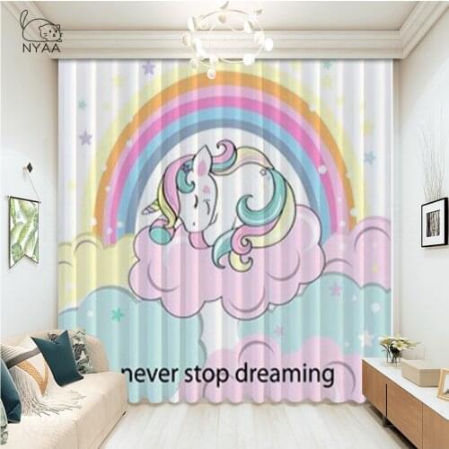 Unicorn Window Treatments Curtains Valance Curtain Rod Living Room Indoor Kids Room Curtain Window Treatment Micro Shading