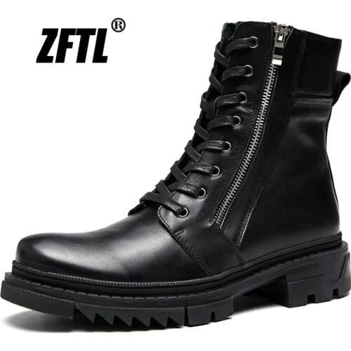 ZFTL NEW mens martins boots casual mens Genuine Leather Winter warm shoes Mens Handmade boots Mens military boots 168