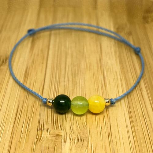 Women Green Agate Barcelets Yellow Natural Stones Decorations Jewelry 2021 Handmade Wax Cord Thread Accessories Gifts to Friends
