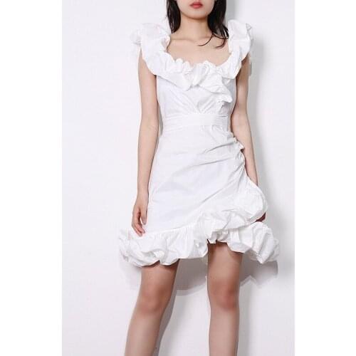 Donsignet Women Dress 2021 Summer New Lace Stitching Solid Color Square Collar Slim Package Hip Mini Dress Vestido Feminino