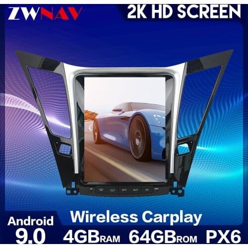 ZWNAV 9.7'' Tesla Style Android 9.0 Car DVD GPS Navigation Player for Hyundai sonata 2012-2016 for auto manual AC PX6 CARPLAY