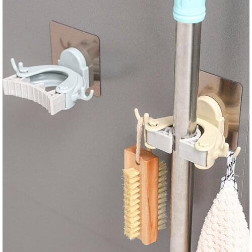 1 Pc Mop Broom Organizer Holder Household Storage Rack with Hooks Kitchen Tool Bathroom Organizer Shelves for Wall Hanger