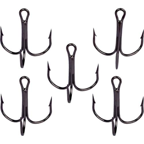 10pcs/lot 2# 4# 6# 8# 10# Overturned High Carbon Steel Fishing Hooks Material Treble Black Hooks For Bass Pike Tackle