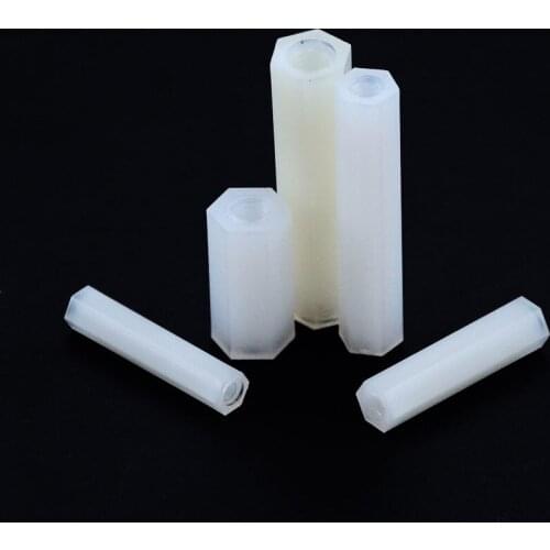 10PCS M2*5-30 6 8 10 White Spacing Screw Column Flat Head Female Double Pass Nylon Plastic Nut For PCB Fixed Hollow Pillar M2x5
