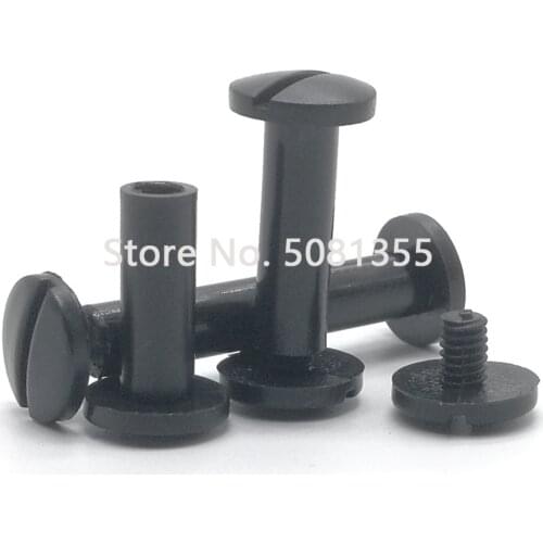 100x 5.5mm *L Nylon POM White or Black Book Screw Plastic Account Book Screws Male Female Docking Nut Binding Snap Rivet Screws