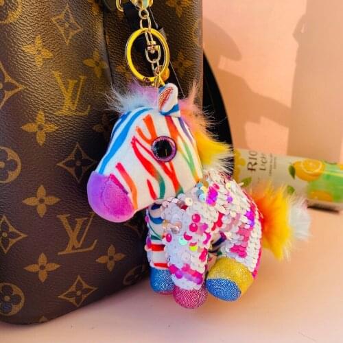 14cmhigh quality little pony plush toy key chain lovely zebra backbag mobile phone pendant small gifts for boyfriend girlfriend